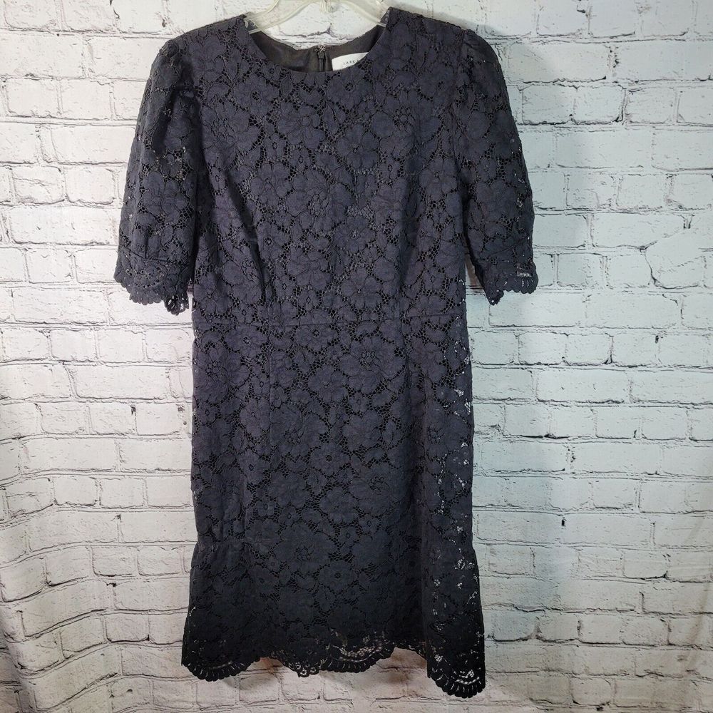 Lark & Ro Women's Half Sleeve Lace Crewneck Sheath Dress Black Size 12
